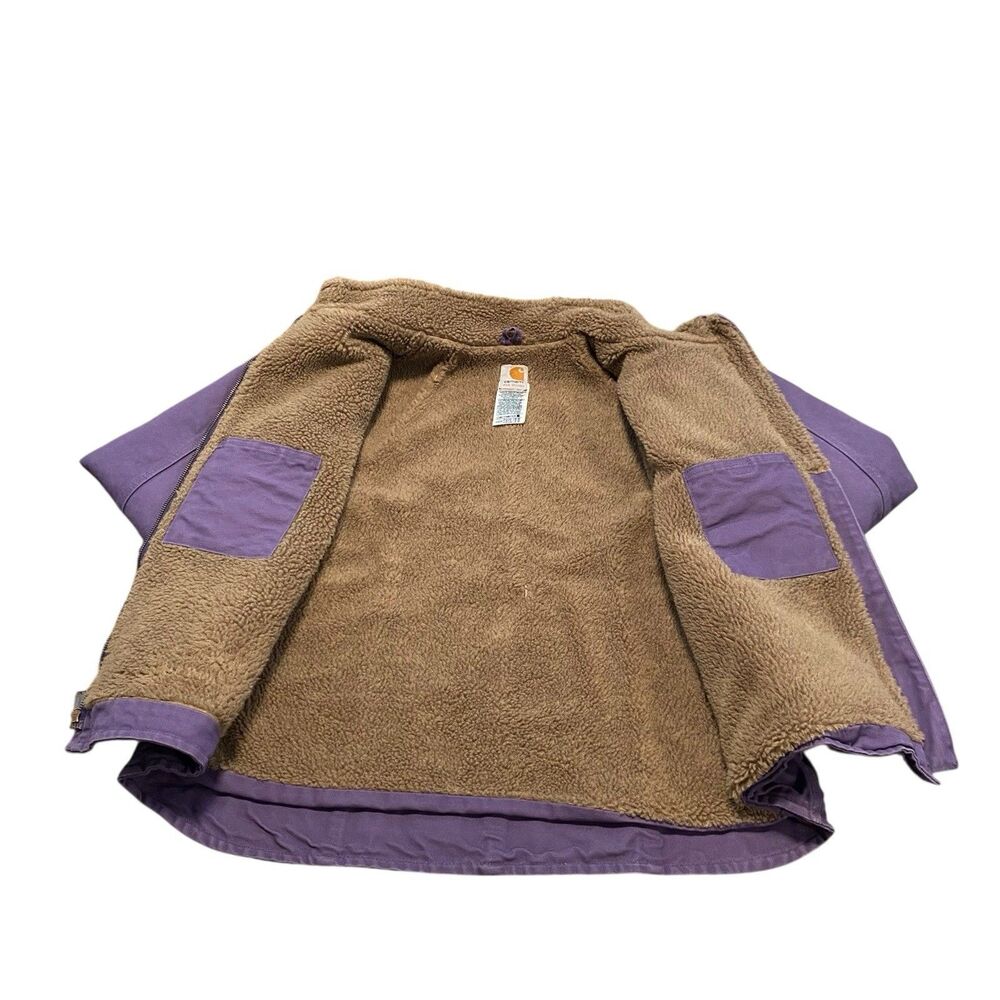Women’s Carhartt Jacket Coat WJ022 GPE Purple Vintage Style XL Sherpa IRREGULAR - Picture 5 of 8